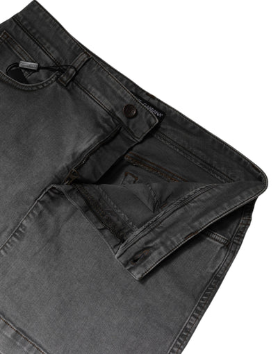 Mini-jupe en denim taille moyenne en coton stretch gris Dolce &amp; Gabbana