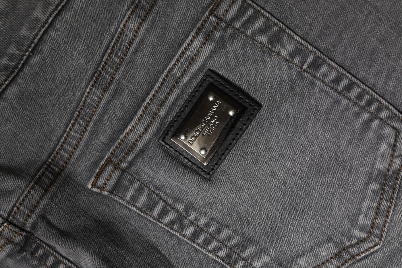 Mini-jupe en denim taille moyenne en coton stretch gris Dolce &amp; Gabbana