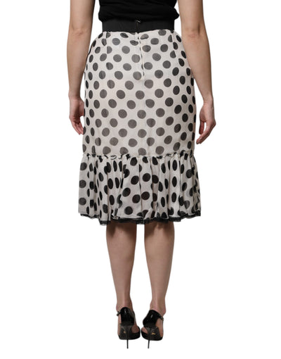Jupe mi-longue à pois blancs et noirs Dolce &amp; Gabbana