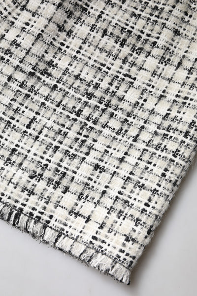 Mini-jupe taille haute en tweed tartan Dolce &amp; Gabbana blanche et noire