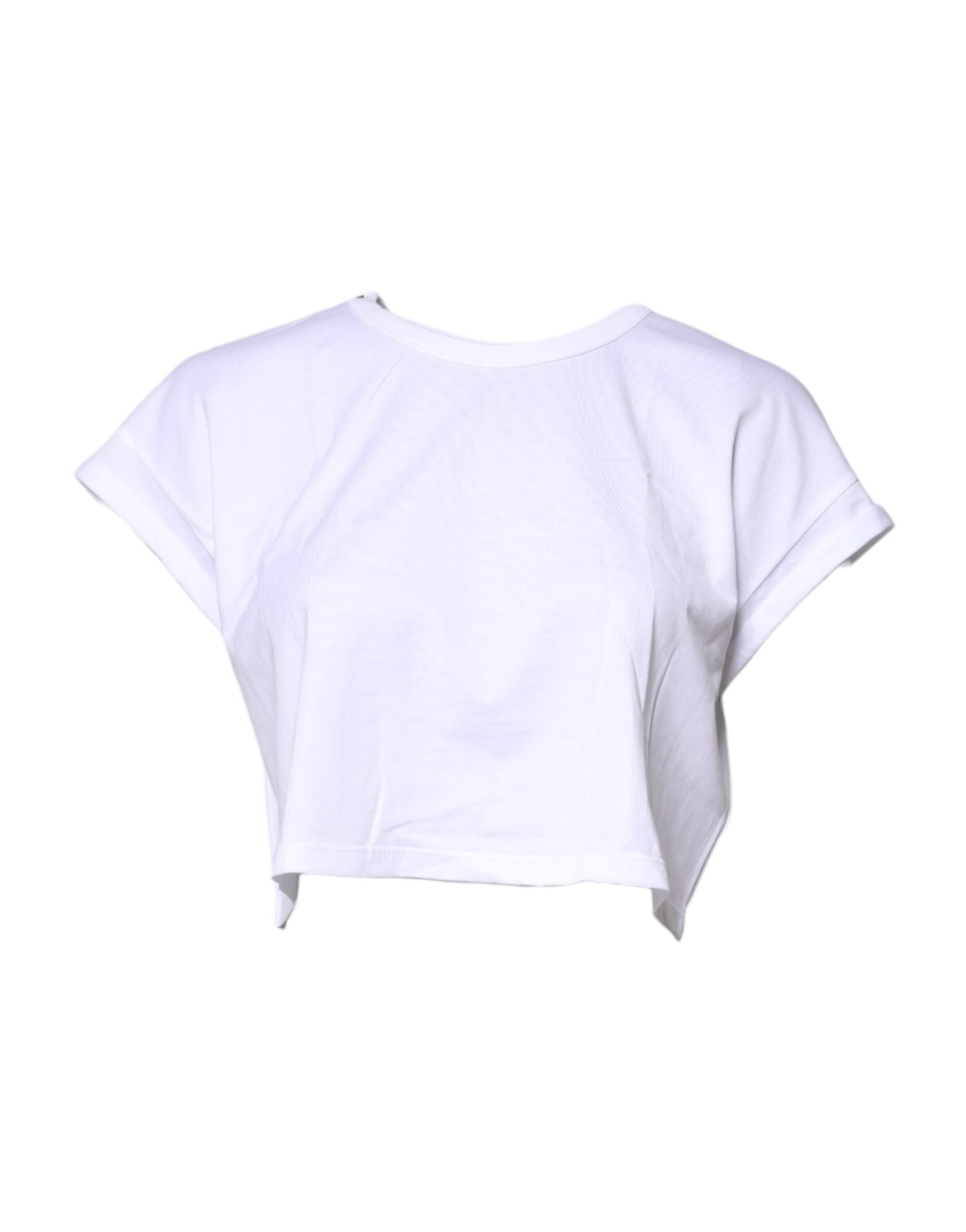 Dolce &amp; Gabbana Wit Katoenen T-shirt met Ronde Hals en Cropped Hals