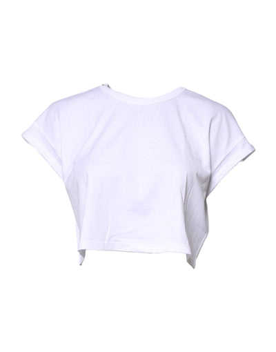 Dolce &amp; Gabbana Wit Katoenen T-shirt met Ronde Hals en Cropped Hals