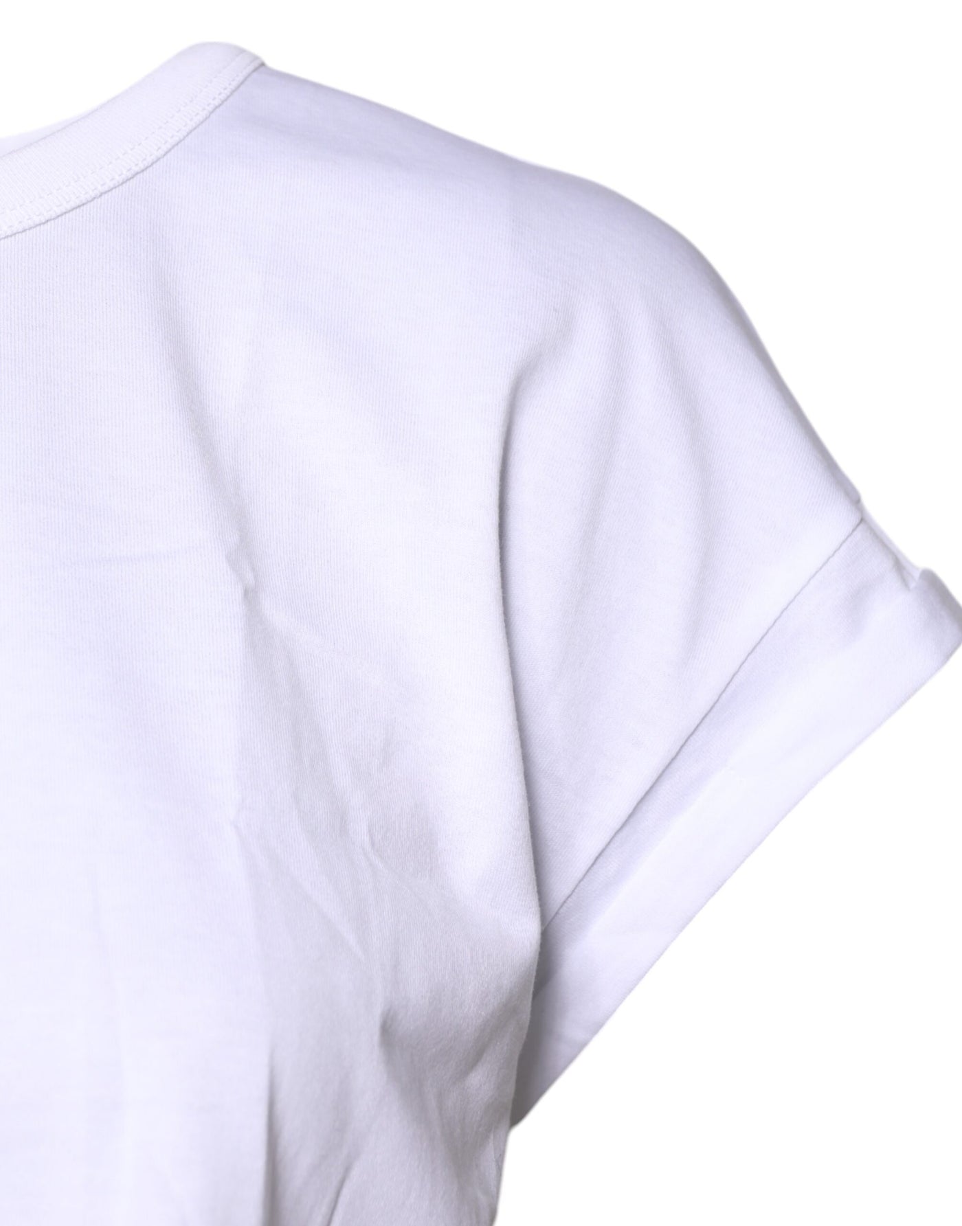 Dolce &amp; Gabbana Wit Katoenen T-shirt met Ronde Hals en Cropped Hals