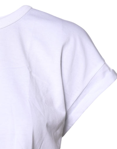 Dolce &amp; Gabbana Wit Katoenen T-shirt met Ronde Hals en Cropped Hals