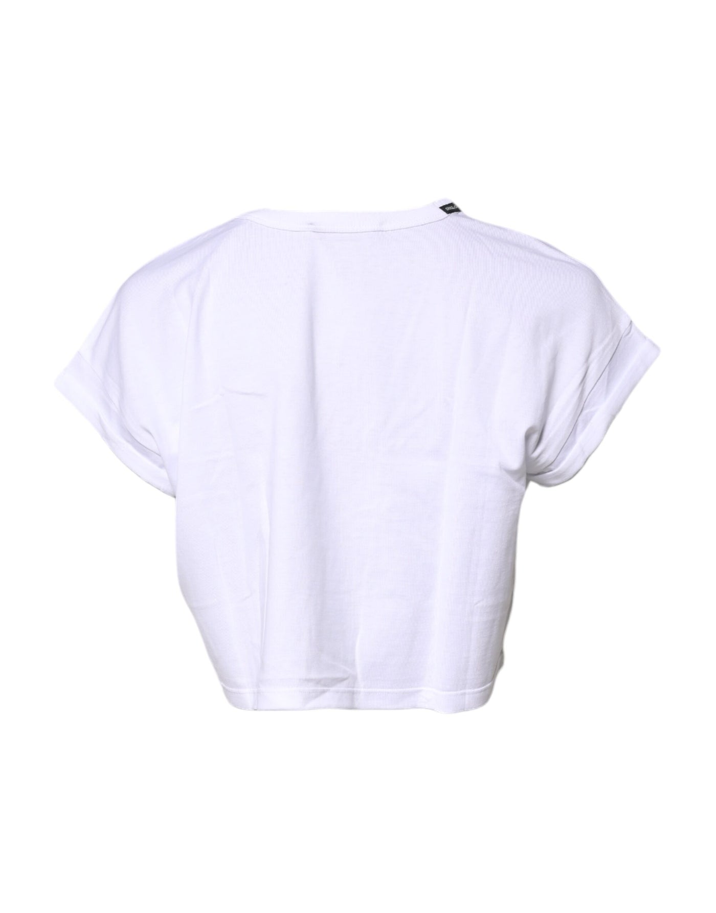 Dolce &amp; Gabbana Wit Katoenen T-shirt met Ronde Hals en Cropped Hals