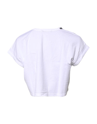 Dolce &amp; Gabbana Wit Katoenen T-shirt met Ronde Hals en Cropped Hals