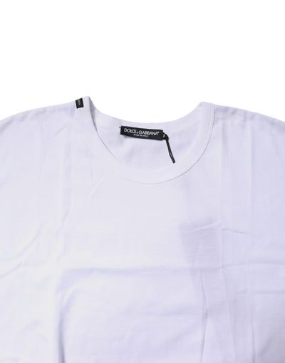 Dolce &amp; Gabbana Wit Katoenen T-shirt met Ronde Hals en Cropped Hals