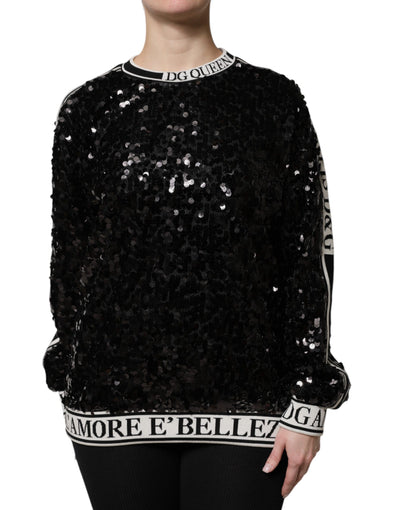 Dolce &amp; Gabbana Zwarte DG Queen Sequin Pullover Trui
