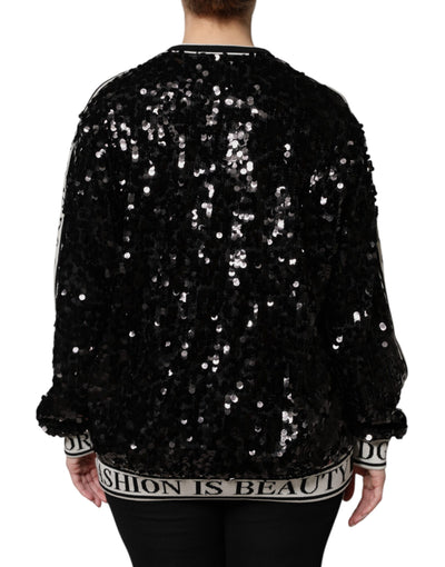 Dolce &amp; Gabbana Zwarte DG Queen Sequin Pullover Trui