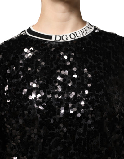 Dolce &amp; Gabbana Zwarte DG Queen Sequin Pullover Trui