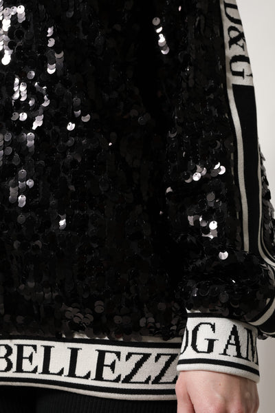 Dolce &amp; Gabbana Zwarte DG Queen Sequin Pullover Trui