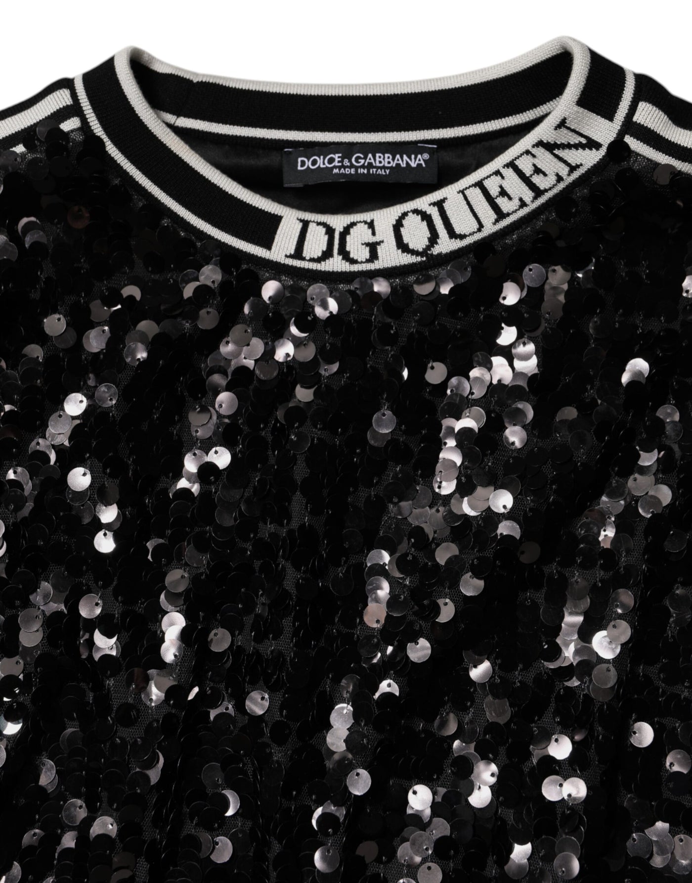 Dolce &amp; Gabbana Zwarte DG Queen Sequin Pullover Trui