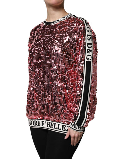 Dolce &amp; Gabbana roze DG Queen pailletten pullover trui