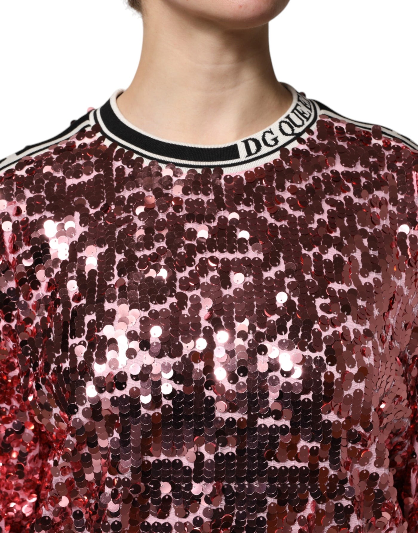 Dolce &amp; Gabbana roze DG Queen pailletten pullover trui