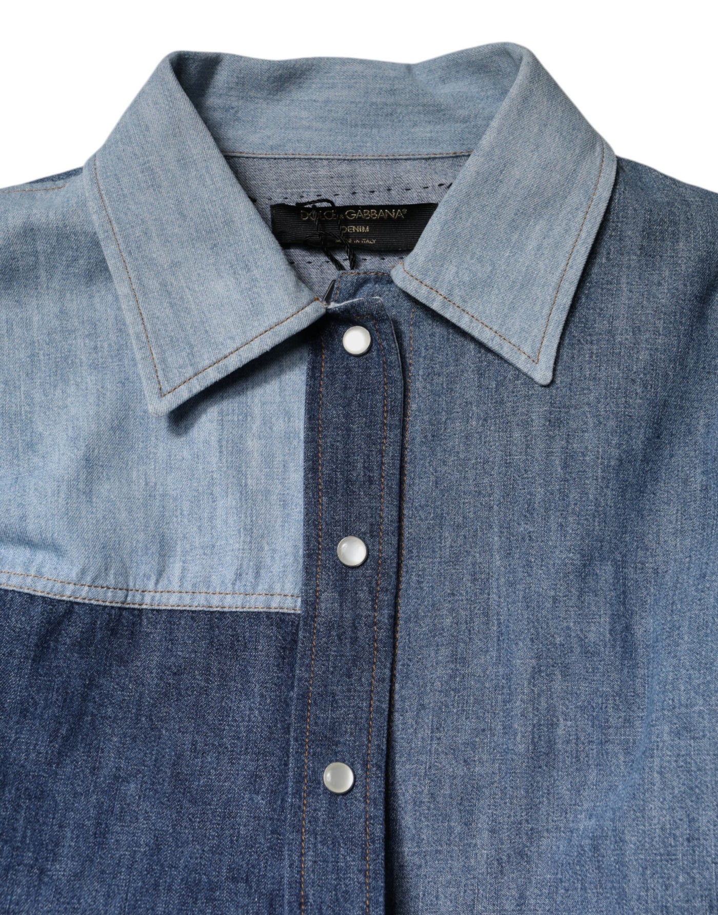 Dolce &amp; Gabbana Blauwe Katoenen Top met Lange Mouwen en Kraag