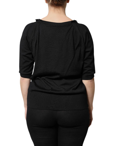 Dolce & Gabbana Black Button Down Short Sleeve Blouse Top