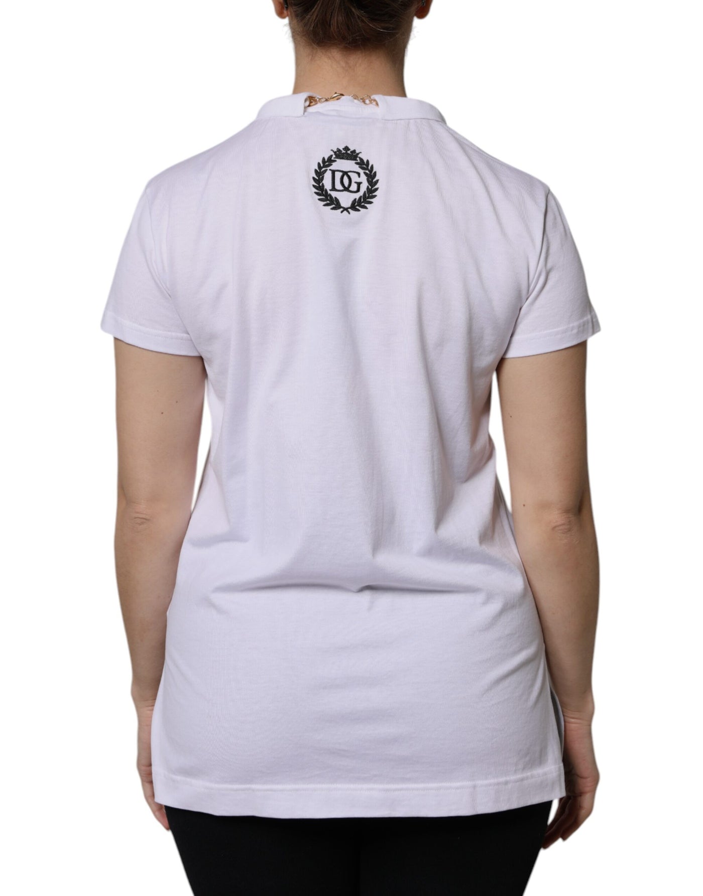 Dolce &amp; Gabbana Wit T-shirt met korte mouwen en ketting van katoen