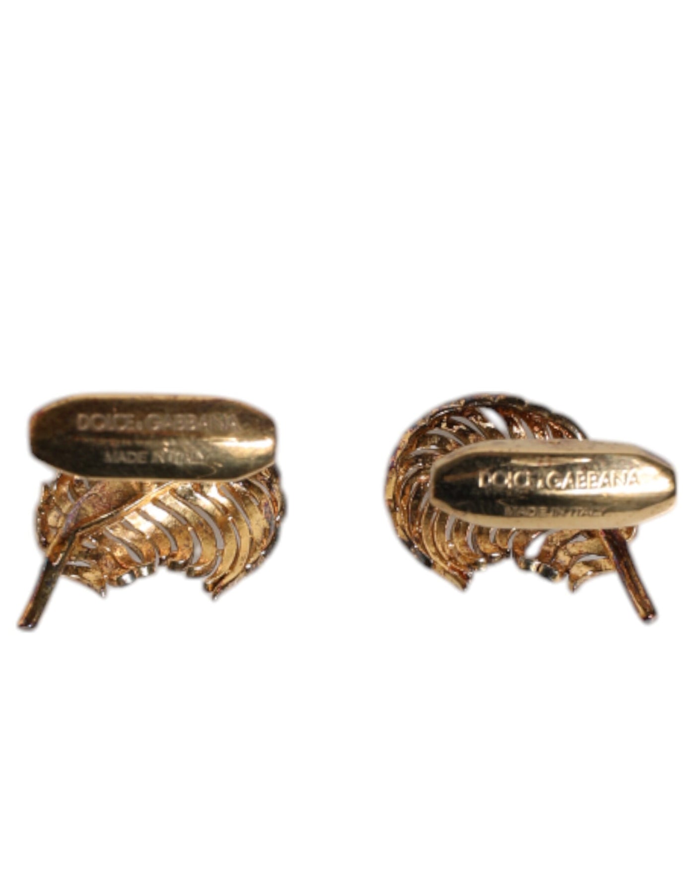 Dolce &amp; Gabbana Gouden 925 Sterling Zilveren Kristallen Blad Accessoire Manchetknopen