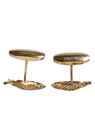 Dolce &amp; Gabbana Gouden 925 Sterling Zilveren Kristallen Blad Accessoire Manchetknopen