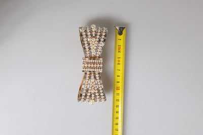 Dolce & Gabbana Gold Tone Brass Bow Crystal FauxPearl Embellished Brooch