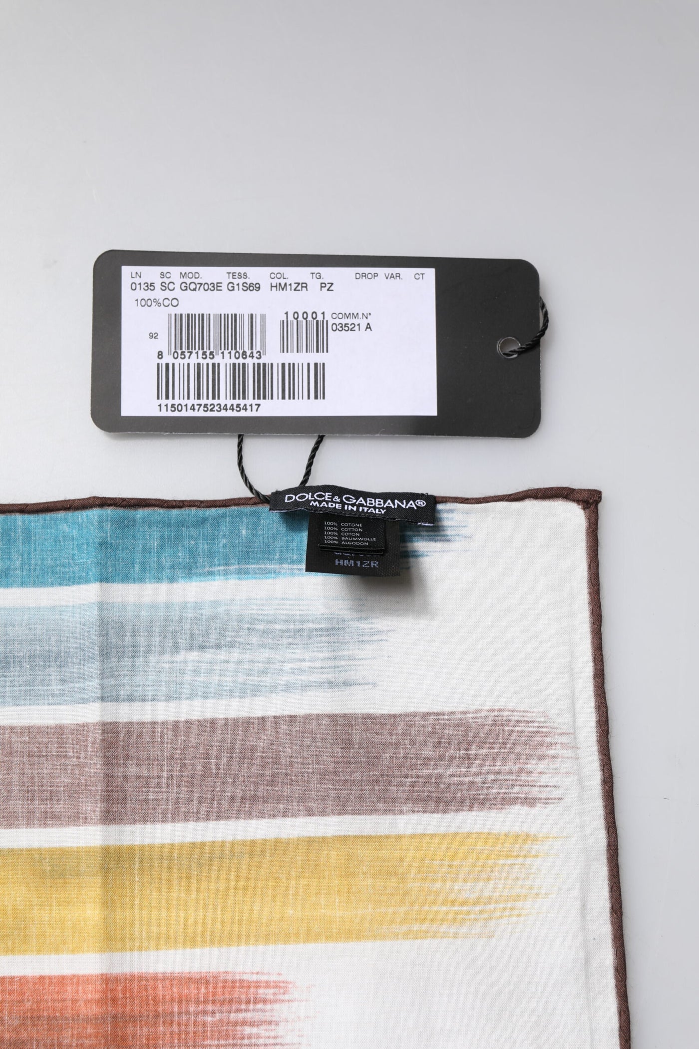 Dolce &amp; Gabbana Multicolor Strepen Katoenen Vierkante Foulard Sjaal