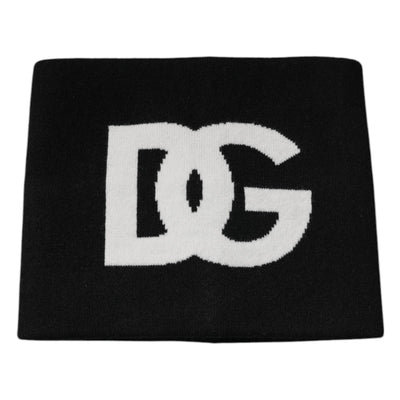 Dolce &amp; Gabbana Zwarte Kasjmier DG Logo Vierkante Zakdoek Sjaal