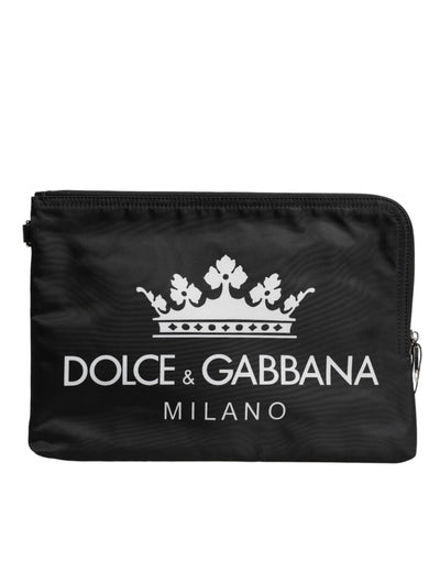 Pochette en nylon noir imprimé DG Milano Dolce &amp; Gabbana