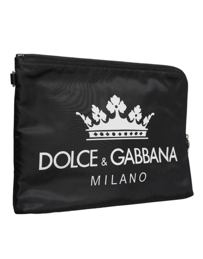 Pochette en nylon noir imprimé DG Milano Dolce &amp; Gabbana