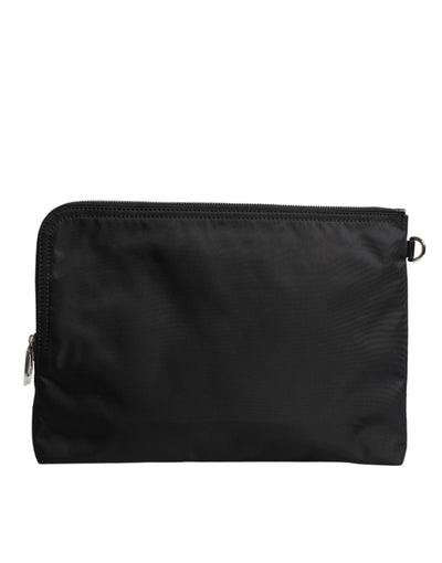Pochette en nylon noir imprimé DG Milano Dolce &amp; Gabbana
