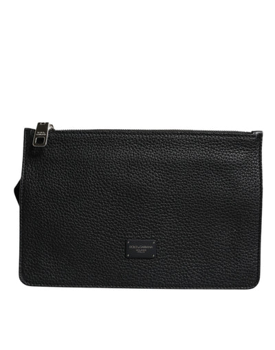 Dolce & Gabbana Black Leather Logo Plaque Purse Fanny Pack Bag