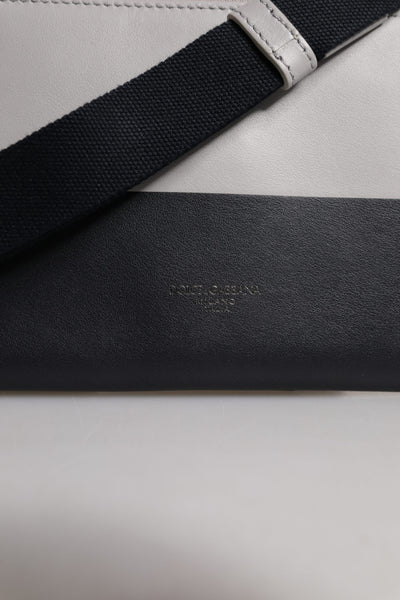 Dolce &amp; Gabbana zwart-wit leren schoudertas met logoreliëf