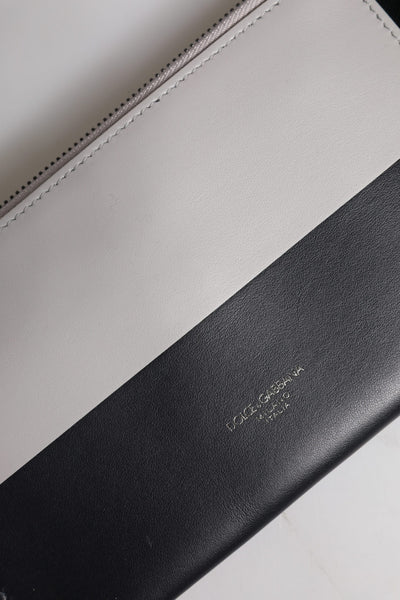 Dolce &amp; Gabbana zwart-wit leren schoudertas met logoreliëf