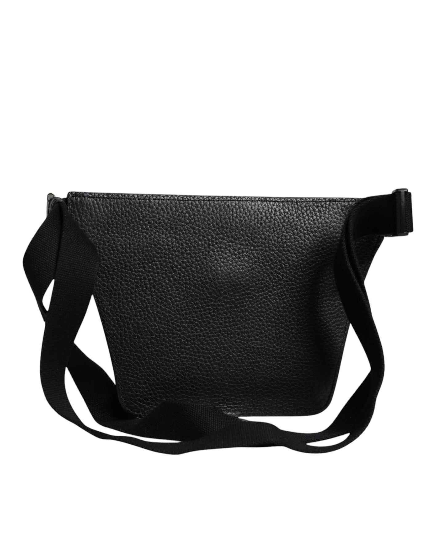 Dolce &amp; Gabbana Zwarte Kalfsleren Logo Plaque Riem Taille Heren Heuptas
