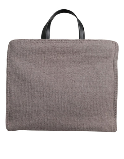 Sac fourre-tout à bandoulière Dolce &amp; Gabbana en laine d'alpaga grise avec plaque logo