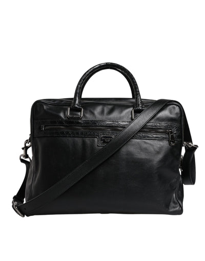 Sac bandoulière en cuir noir Dolce &amp; Gabbana