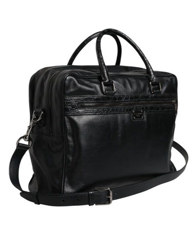 Sac bandoulière en cuir noir Dolce &amp; Gabbana