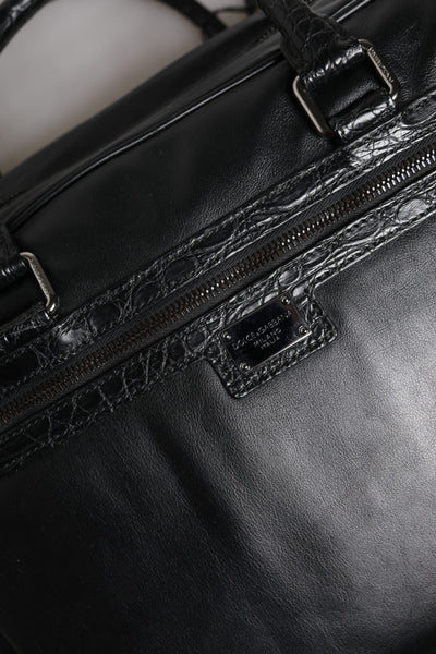 Sac bandoulière en cuir noir Dolce &amp; Gabbana