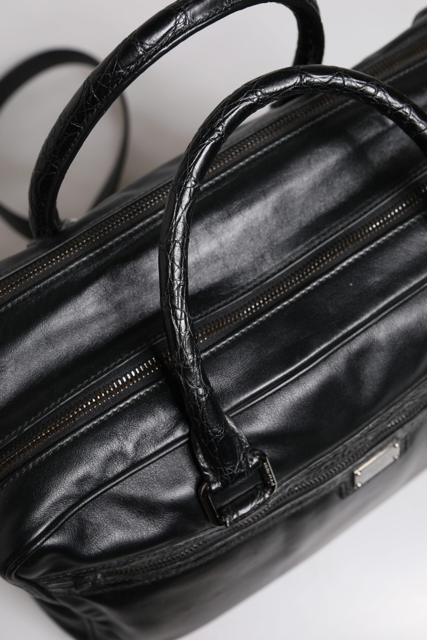 Sac bandoulière en cuir noir Dolce &amp; Gabbana
