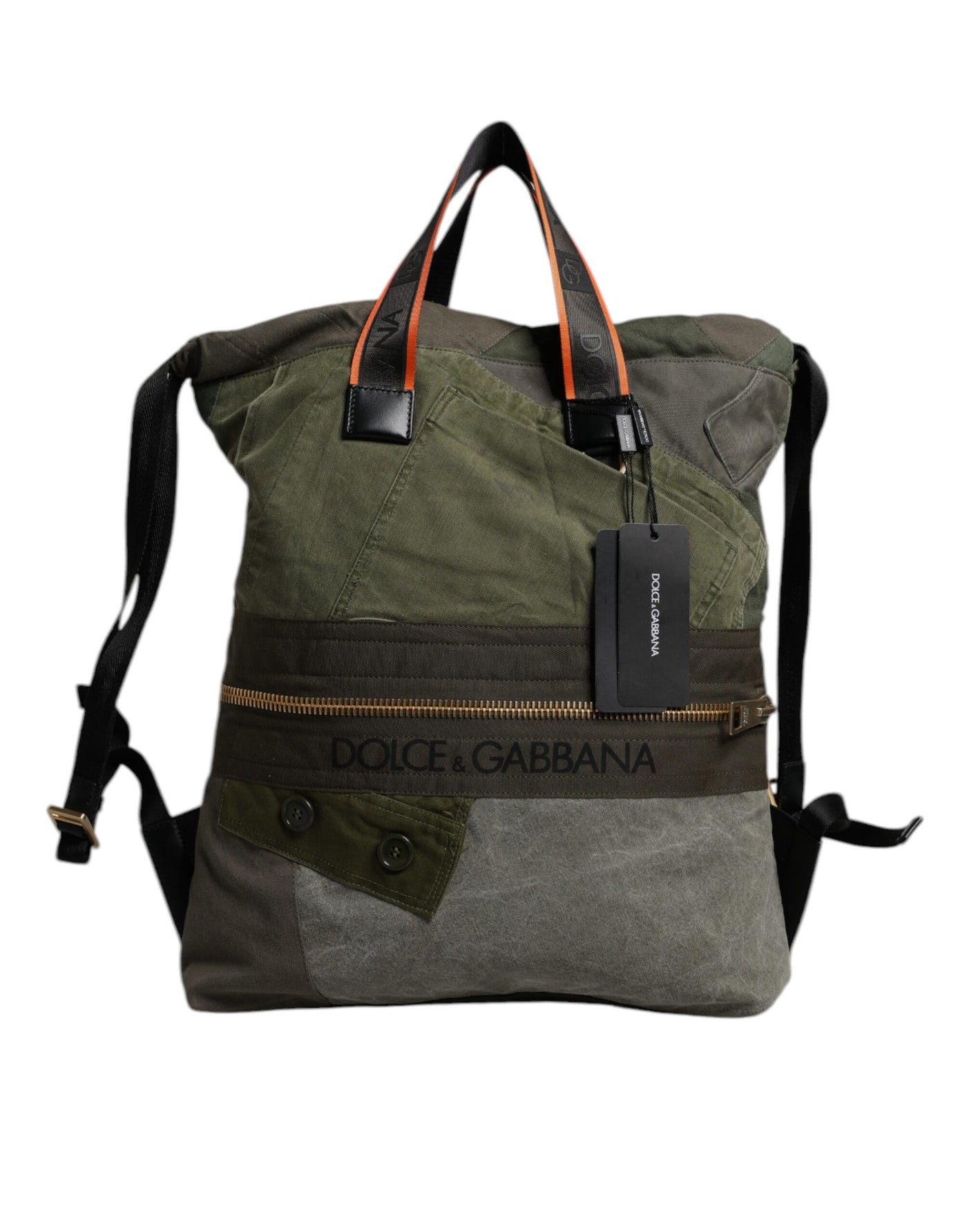 Sac à dos patchwork vert militaire Dolce &amp; Gabbana