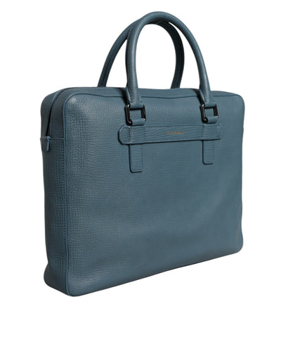 Dolce &amp; Gabbana Blue Logo Messenger-aktetas met dubbele handgreep