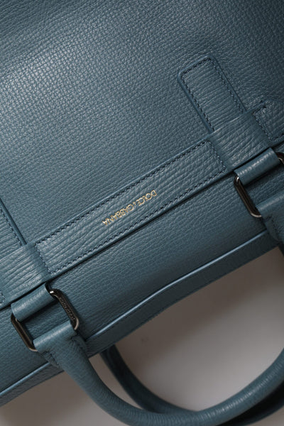 Dolce &amp; Gabbana Blue Logo Messenger-aktetas met dubbele handgreep