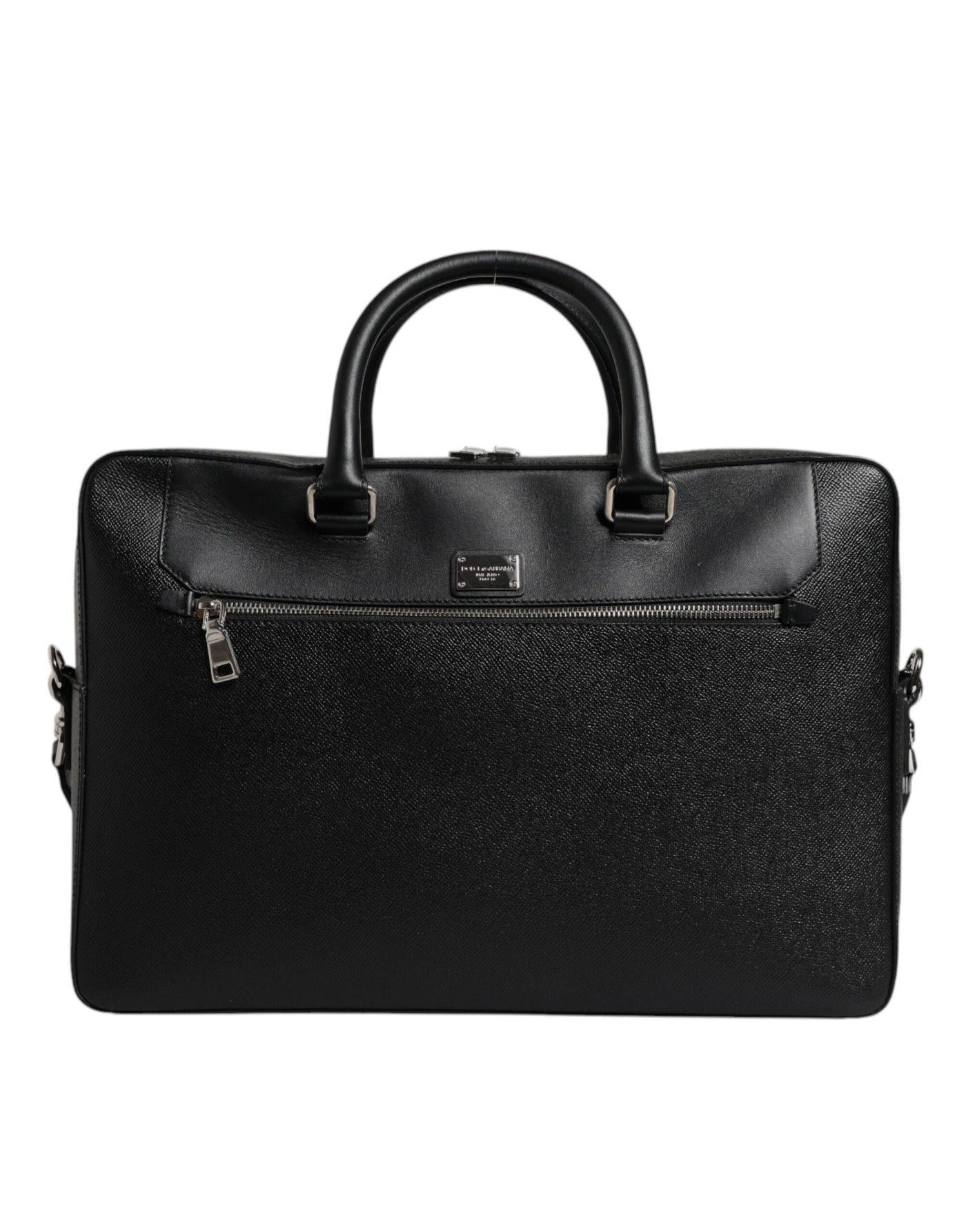 Sac messager à double poignée avec plaque logo noire Dolce &amp; Gabbana