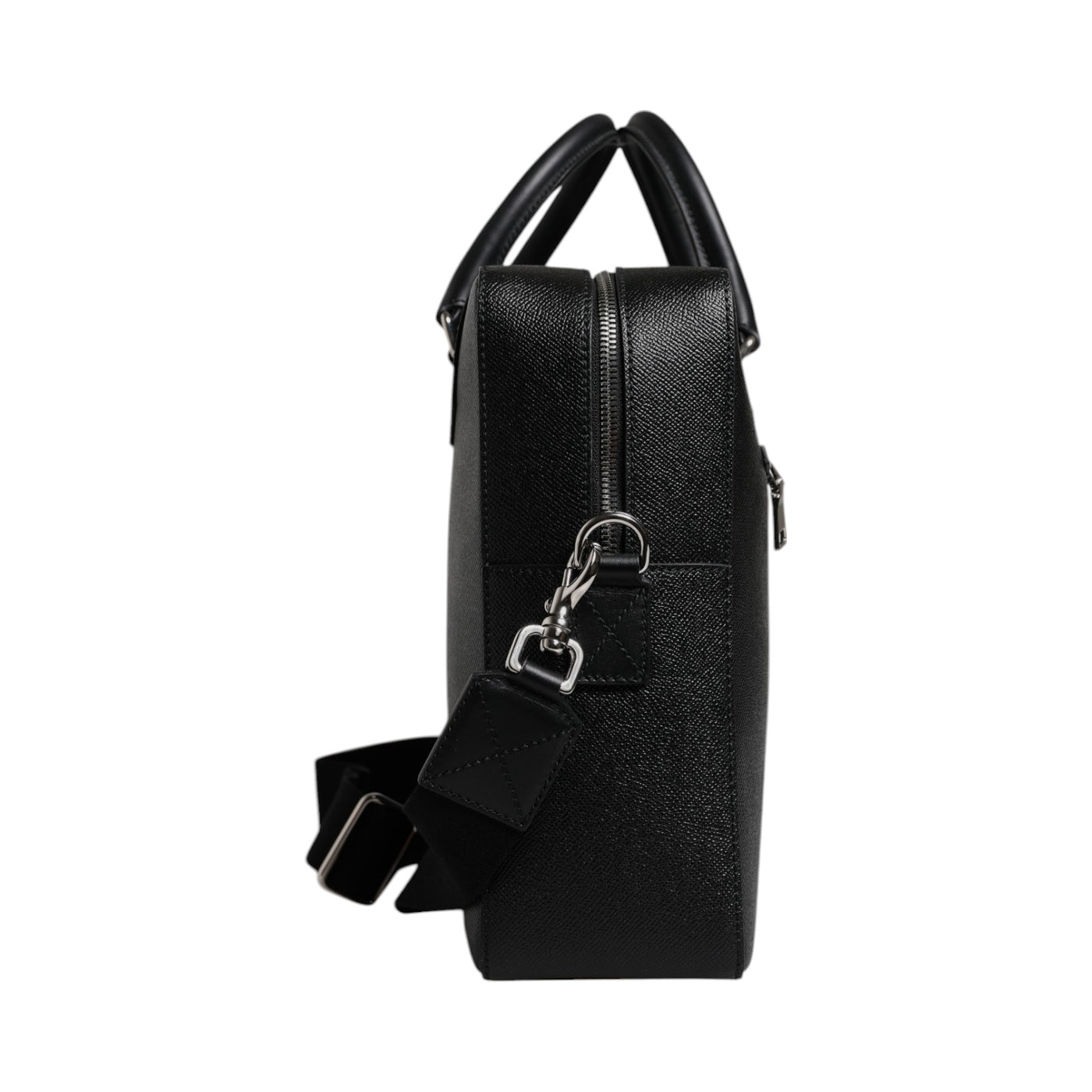 Sac messager à double poignée avec plaque logo noire Dolce &amp; Gabbana