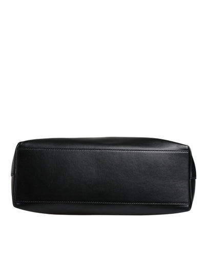Dolce &amp; Gabbana Zwarte Kalfsleren Boodschappentas Schoudertas