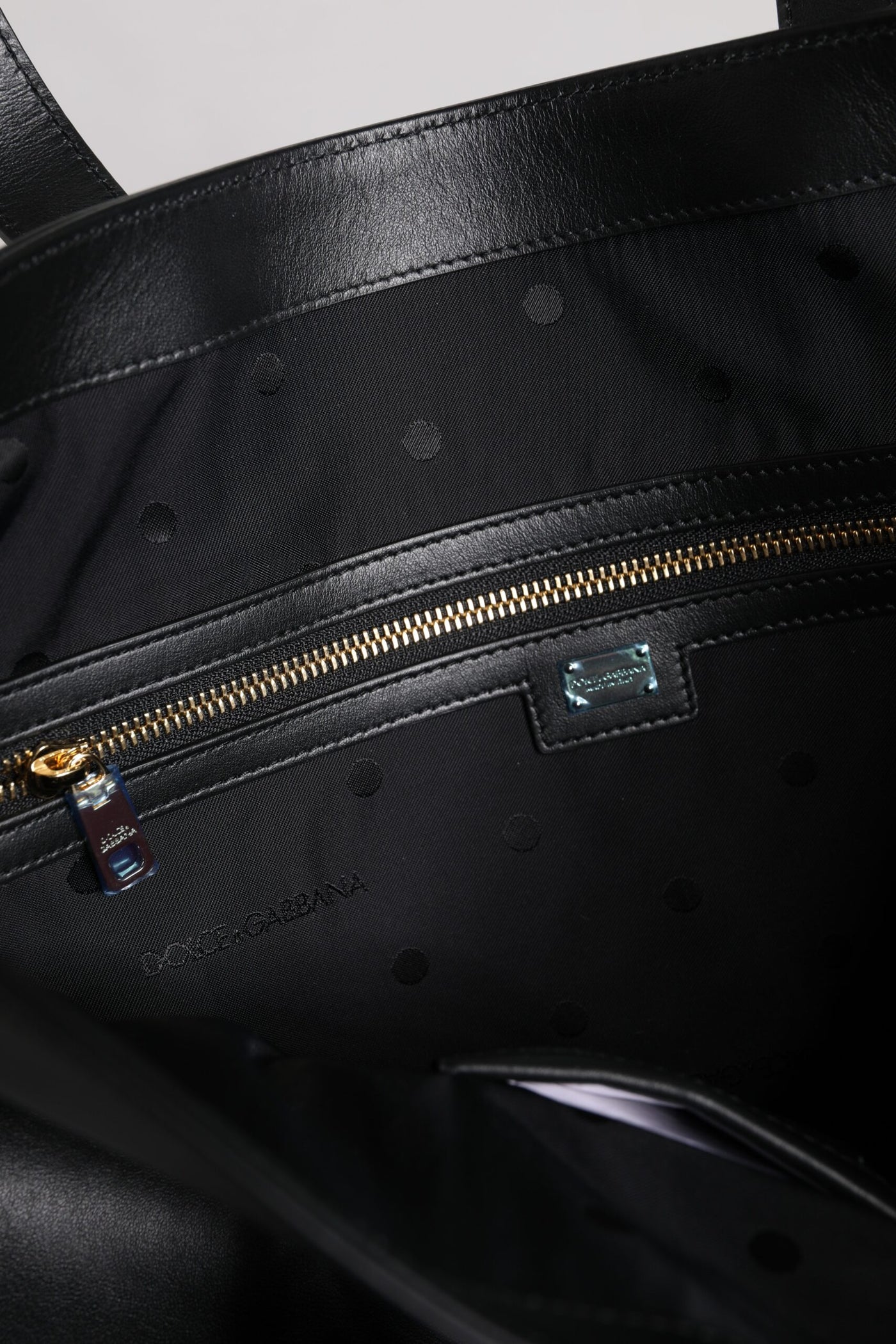 Dolce &amp; Gabbana Zwarte Kalfsleren Boodschappentas Schoudertas