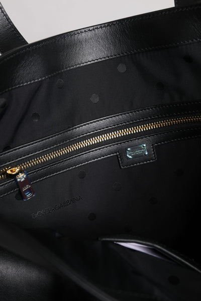 Dolce &amp; Gabbana Zwarte Kalfsleren Boodschappentas Schoudertas