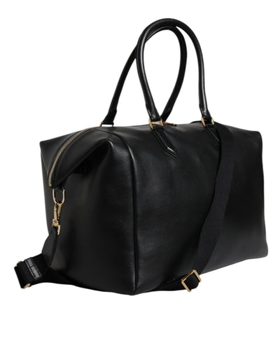 Sac de voyage à bandoulière en cuir de veau noir Dolce &amp; Gabbana