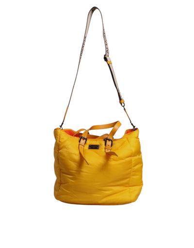 Dolce &amp; Gabbana Geel Oranje Nylon Logo Plaque Hand Schoudertas