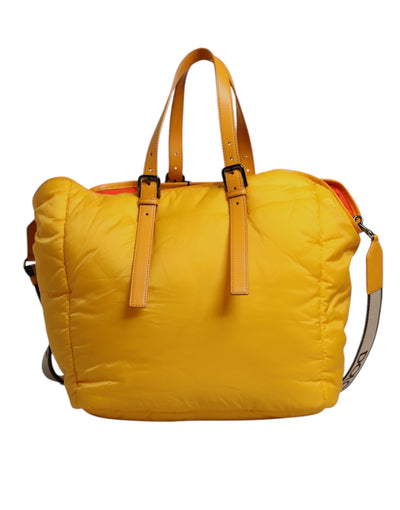 Dolce &amp; Gabbana Geel Oranje Nylon Logo Plaque Hand Schoudertas