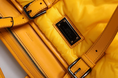 Dolce &amp; Gabbana Geel Oranje Nylon Logo Plaque Hand Schoudertas